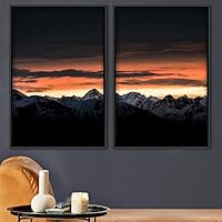2 Piece Framed Canvas Wall Art Sunset in The Mountains Canvas Prints Home Artwork Decoration for Living Room,Bedroom - 16