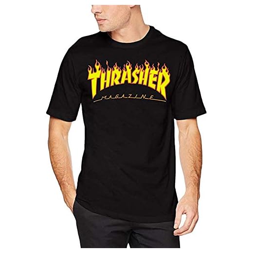 Thrasher T-shirt för män, Nero (Nero/Fiamme), S