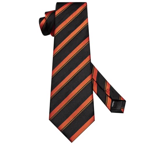 Image of Hi-Tie Men Silk Ties Set with Flower Lapel Pin Necktie Pocket Square Cufflinks for Tuxedo Wedding Business