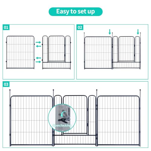 Image of Dog Playpen,Portable Outdoor Dog Fence, Dog Playpen for Large /Medium /Small Dogs, Dog Fences for the Yard,with Doors Foldable Metal (40 inch, 24 Panels)