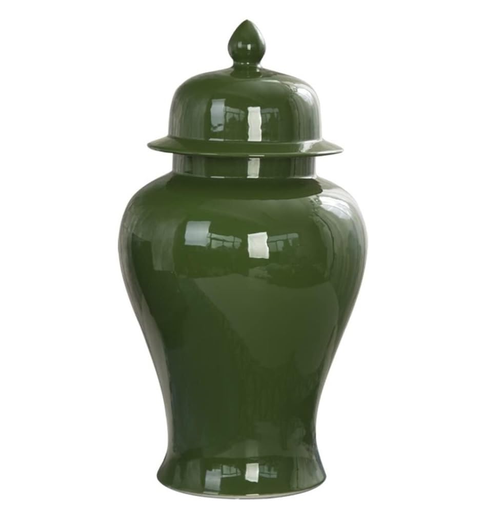 Sjdopulse A Decorative Jar Ginger Jar Vase Decor Green Ceramic Ginger Jar With Lid Traditional Chinese Decorative Porcelain Jars Temple Jar With Lids Ginger Jars Storage Jar