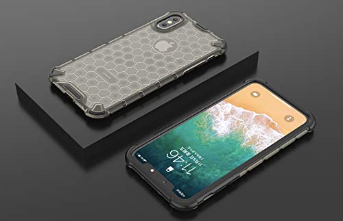 Image of Glasgow | for Apple iPhone X Honeycomb Pattern Back Case Cover for Apple iPhone X with 4 Bumper Corners and Military Grade Protection - Black