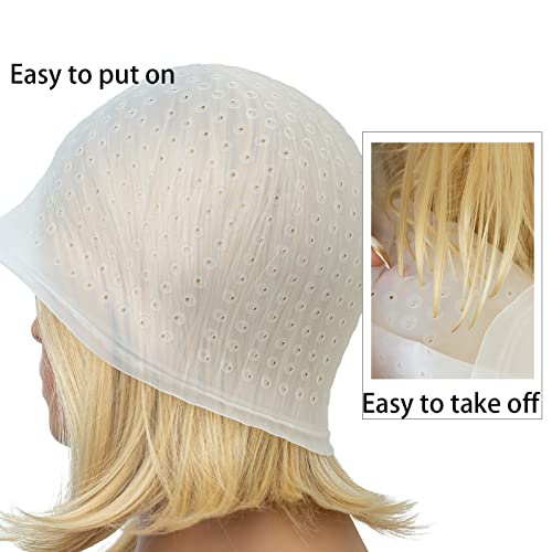 2 Pcs Pre-Punched With Holes Silicone Highlight Caps Hair Color Professional Reusable Highlighting Caps With Hook Salon Hairdressing Dyeing Staining Tools For Women Men #TOP2