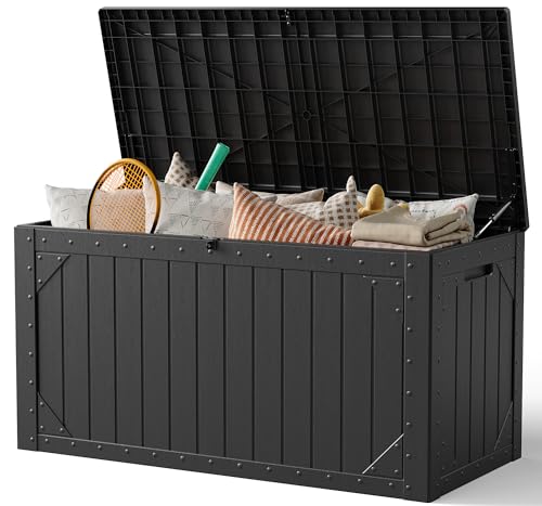 Outdoor Storage Box,100Gallon Deck Box Outdoor Storage Bench Outside Waterproof