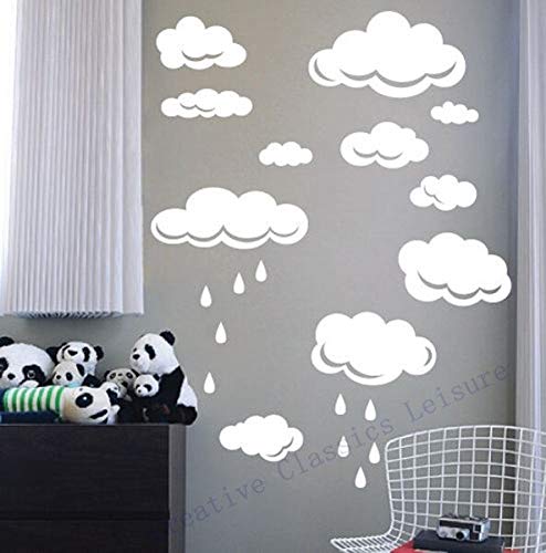 Gadgets Wrap Rain Drops Clouds Vinyl Wall Decal Stickers for Kids Room Wall Art Decor