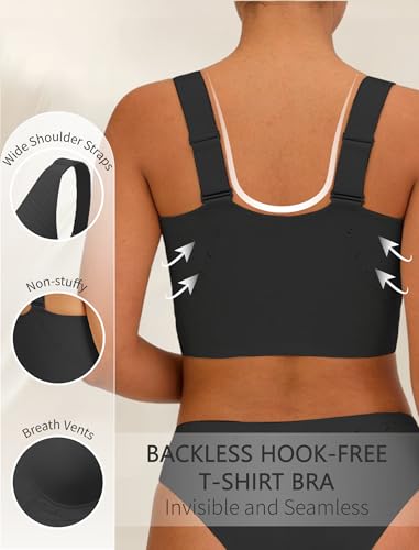 Soft Intention Jelly Wireless Bra Front Closure Bras for Women Plus Size Bra Bralettes Full Coverage Comfort Supportive Black — view 5