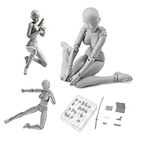Haniforever Artists Manikin Art Mannequin Figures Supplies Drawing Tools,Small Drawing Figure Model for Sketching,Painting,Action Figure Set(Grey,Female)