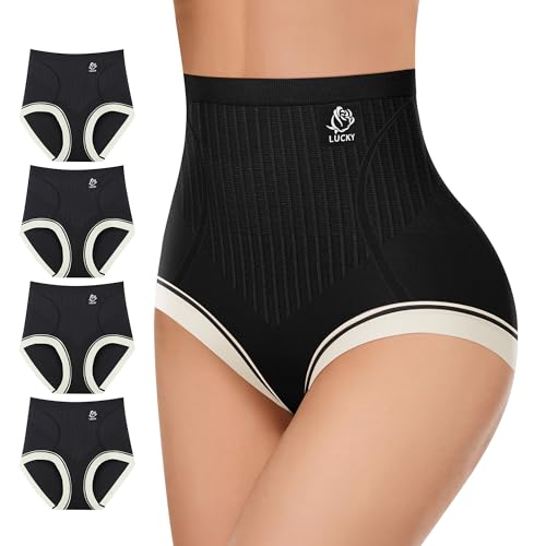 Image of Women's High Waisted Underwear Tummy Control Ladies Panties Postpartum Briefs Breathable Full Coverage 4 Pack