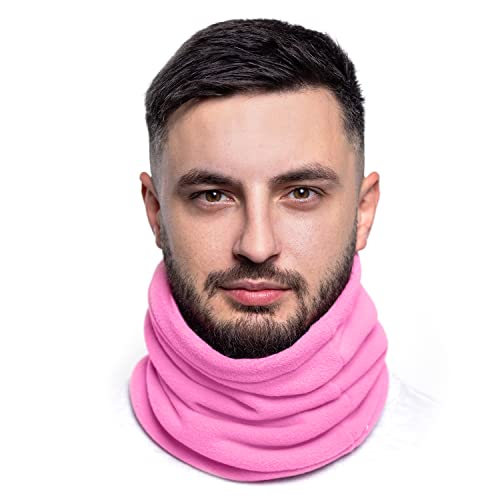 Karl Loven Damen Loop Schal Hals wärmer Herren Schnalle Winter Fleece Futter Unisex warme Hut Maske - Sport Ski Motorrad Fahrrad Snowboard Wandern Rosa