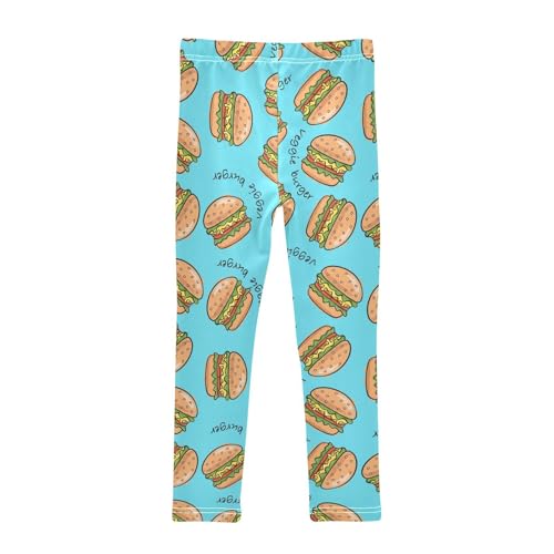Veggie Burger Girls Leggings,Workout Leggings for Girls Toddler Athletic Leggings Size for 3-10T2