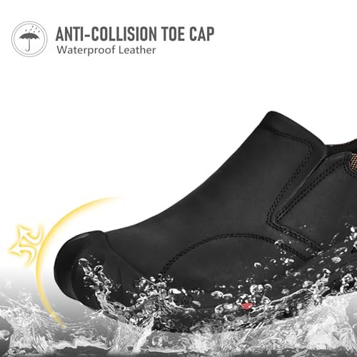 UPIShi Men's Waterproof Slip On Leather Hiking Outdoor Walking Casual Loafers Work Shoes2