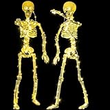 4 pack esqueletos de decoración para Halloween o Día de Muertos en su precio más barato + cupón adicional JeeLeeko Esqueletos Halloween Decoracion - 2.95 Pies, Articulaciones Movibles, con iluminación, para Decoración de...