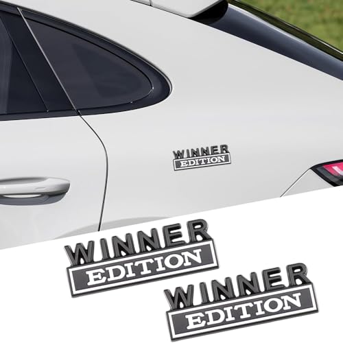 2 Pcs Winner Edition Emblem Car Side Rear Front Hood Trunk Door Badge 3D Decal Sticker Fit for Car Truck SUV (Winner, Black White)