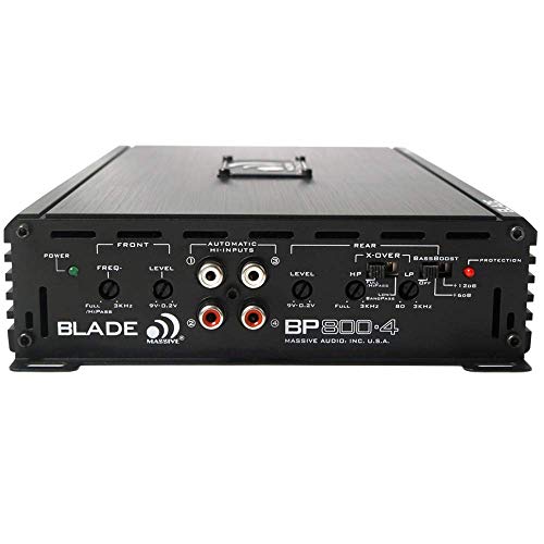 Massive Audio Blade Bp800.4V2 Car Stereo Amplifier. 4 Channel Amplifier 800 Watts, Class A/B, 2 Ohm Stable, With Bass Boost. Powerful Four Channel Full Range Amplifier For Cars #TOP3