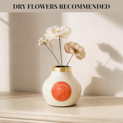 Image of Urban Born Decorative Vases for Living Room | Home Decor Shelves | Flower Vases | Stylish Vase Sets (Ivory 15 X 15 X 15 CM)