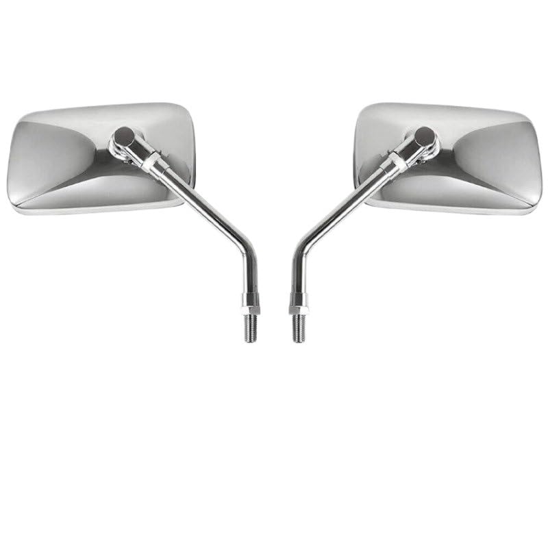 Rétroviseurs moto universels 10mm chromés rectangulaires pour scooter et e-bike