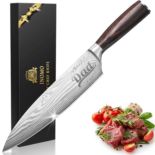 INOMO Kitchen Knife Dad Gifts for Birthday Gifts for Men Japanese Knife High Carbon Stainless Steel Ultra Sharp Chef Knife Chopping Culinary Ideal for Home Cooks
