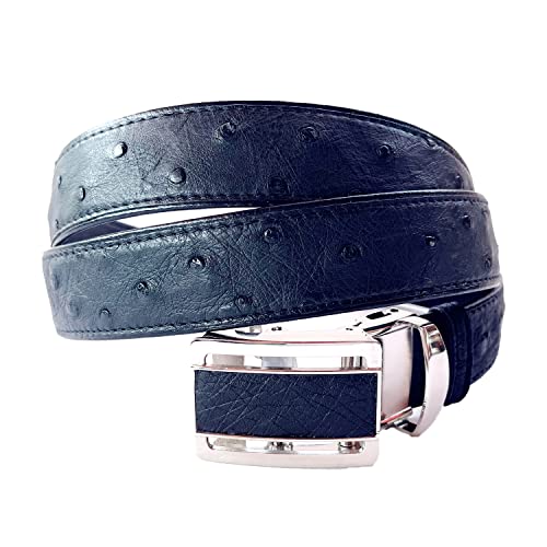 Julie Genuine Real Ostrich Skin Leather Men's Black Belt 33-48inch, big