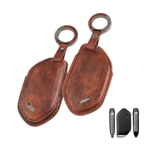Image of keyzone dual leather key cover compatible for Kia Syros, EV6, EV9 smart key