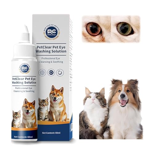 PCpetclear PetClear augentropfen Hunde und Katzen lindern Augenjucken und Reizungen, Symptome und Allergien. Entfernt effektiv Tränenstein. (60ml) (1)