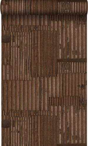 Origin Tapete industrielle Wellplatten aus Metall 3D Rostbraun 53 cm x 10.05 m