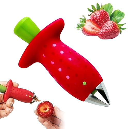 Strawberry Huller Tool, Gem Remover Fruit Corer Stainless Steel Strawberry Huller Magic Strawberry Huller Multi Function Fruit Corers Tool Tomato Stem Remover Effortlessly removes core, Leaf, and Hull