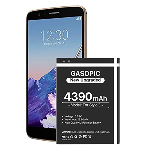 LG Stylo 3 Battery, [4390mAh] Upgraded Replacement Li-ion Battery for LG Stylo 3, LG Stylo 3 Plus, BL-44E1F Spare Battery [24 Month Warr]