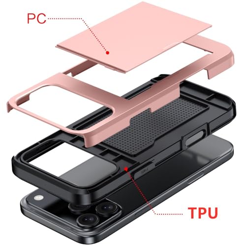Coque portefeuille iPhone 13 Pro rouge silicone rigide contre chutes et oublis de carte - 3