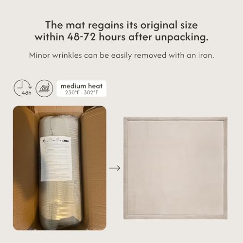 Image of Hakuna Matte CloudSoft Play Mat - Beige 50 inch x 50 inch Super Soft | Waterproof Baby Rug | Luxury Cushioned Comfort | Safe & Non-Toxic for Tummy Time | OEKO-TEX Certified Modern Home Decor