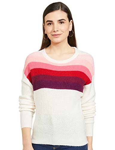 Image of Max Women Colourblock Drop Shoulder Acrylic Round Neck Sweater