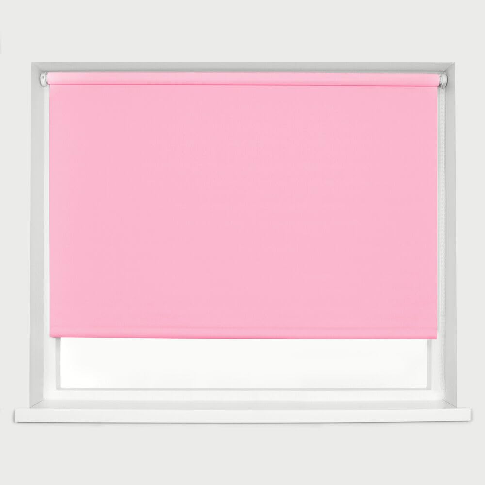 Pink Blackout Roller Blinds Thermal Blackout Material Metal Brackets & FIttings 25mm Roller Tube Easy Fit Child Safe Bedroom Office 240cm Width x 160cm Length — image 1