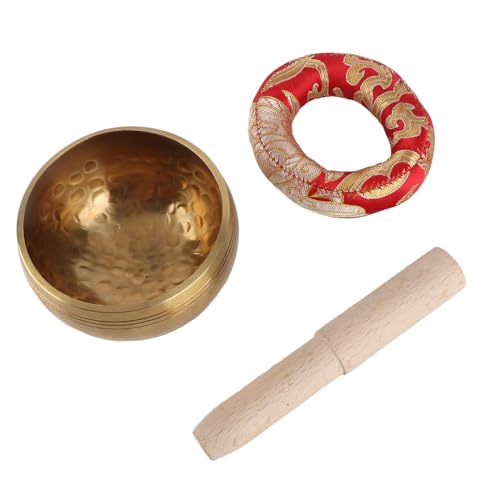 Tibetan Singing Bowl Set Handmade Metal Sound Bowl Soft Cushion Wooden Striker for Meditation Sound Chakra Healing Yoga Relaxation Mini Size 3 Inch Portable