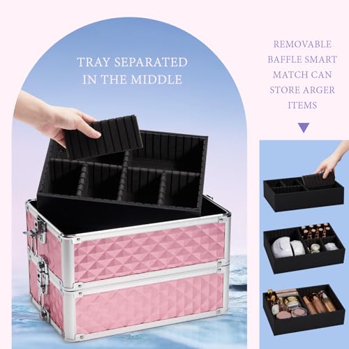 image for Stagiant Rolling Makeup Train Case Cosmetology Case on Wheels 4 in 1 L