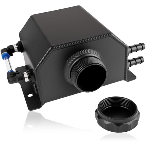 Coolant Overflow Tank Aluminum Coolant Reservoir Tank 1L Black Radiator Reservoir Expansion Tank for Universal Cars