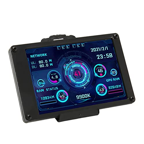 3,5-calowy Mini Ekran IPS USB, Komputer PC CPU RAM Monitor Temperatury Danych z 4-pinowym Kablem Płyty Głównej, Obrót o 360 Stopni Wyświetlacz Panelu Czujnika PC