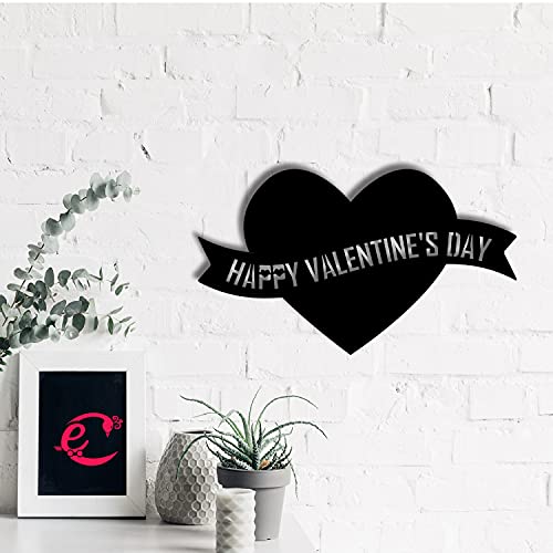 Image of eCraftIndia Happy Valentine's Day Love Heart Wooden Wall Decor for Living Room Bedroom | Home Wall Decor Items | Wall Art for Home Decor| Valentine Gift for Girlfriend Boyfriend Husband Wife Her Him