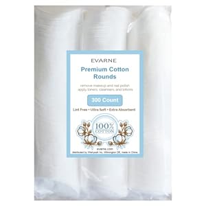 Premium 100% Cotton Rounds for Face, 300 Count, Lint-Free, Soft, Absorbent Eyes and Face Makeup Remover Pads