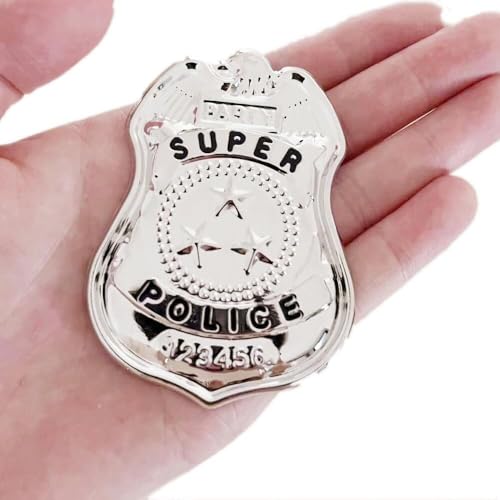 Image of 3Pcs Police Badge, Halloween Police Role Play Brooch Metal Cop Cosplay Costume Accessory