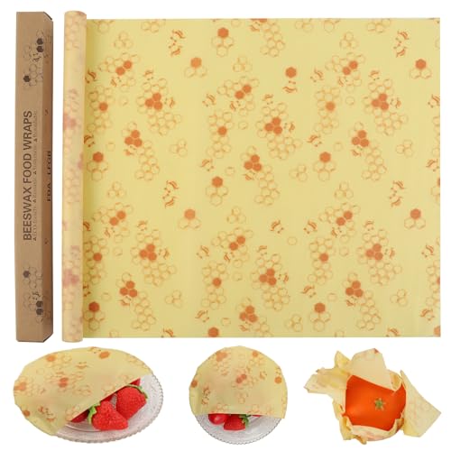 GmeDhc 1 Rollo 33 × 100 cm Papel Encerado, Envoltorio Cera De Abeja, Papel Encerado para Alimentos, Sándwich,Queso,Frutas etc.Reutilizable Envolver, Lavables