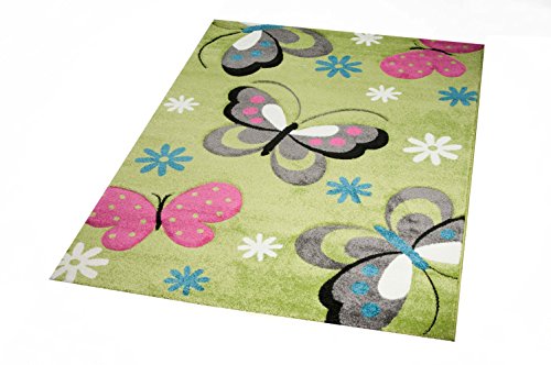 CARPETIA Kindertapijt speeltapijt kinderkamer meisjes tapijt vlinder groen maat 160x230 cm - Afbeelding 3