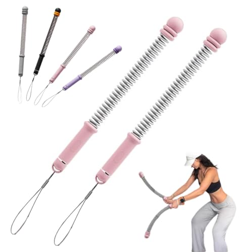 2026 Upgraded Adjustable Ropeless Battle Ropes, Portable Cordless Battle Ropes with Resistance Springs, Quiet Space-Saving for Full Body Training All Fitness Levels Home Gym (Pink)