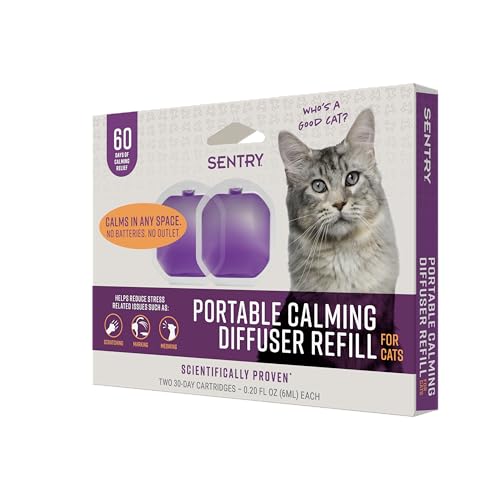 Image of Sentry Behavior Portable Calming Diffuser Refill for Cats, Reduces Response to Normal Stress and Bad Behavior with Calming Phereomones, Easy-to-use Portable Design, 60 Day Release