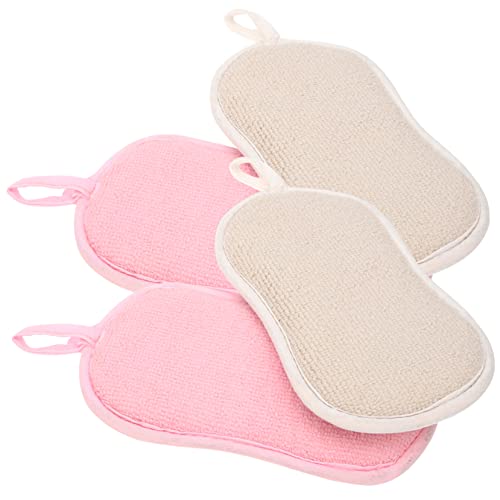 FOMIYES Heavy Duty Dish Washing Sponges 4 Pack Reusable Scrub Sponges for Kitchen Cleaning