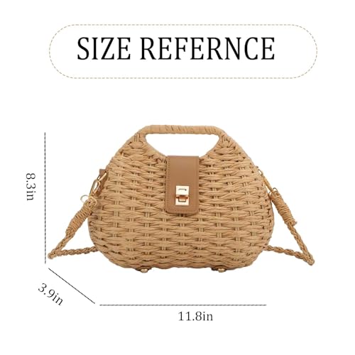 Bolso cruzado de paja para mujer verano playa tote miniatura 4