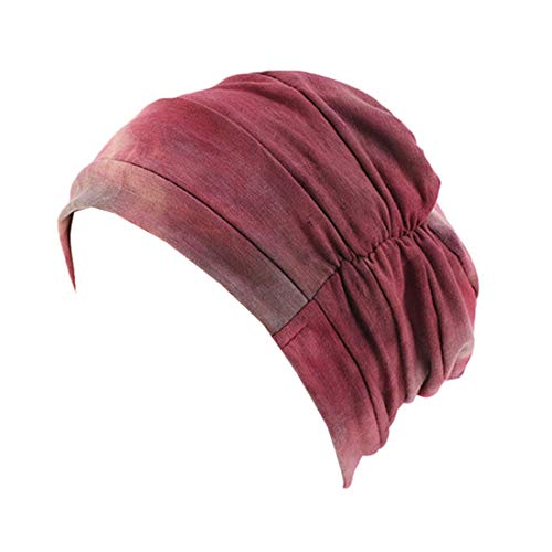 Qianmome Women Tie-Dyed Cotton Breathe Hat Turban Elastic Cloth Head Cap Hat Ladies Hair