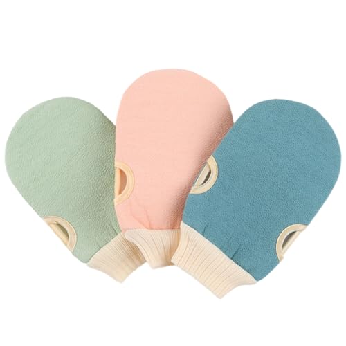 KEQAR 3 Piezas Guante Exfoliante Corporal, Manoplas Baño Guantes Exfoliantes para Exfoliar Cuerpo y Cara Guantes De BañO De Cinco Dedos para Mujeres Ducha Spa Masaje