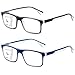 Missfive 2-Pack Mens Light Multifocus Progressive Reading Glasses Blue Light Blocking, Multifocal Spring Hinge No-Line Quality Trifocal Readers Comfort Eyeglasses (Workspace For Near Range, 2.0x)