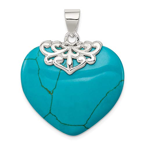 925 Sterling Silver Blue Turquoise Heart Stone Pendant Charm Necklace Love Ful Fine Jewelry For Women Gifts For Her
