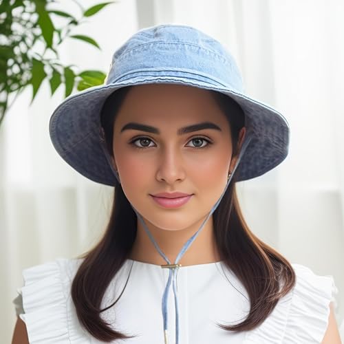 Sombrero Bucket para Mujer Hombre, algodón denim miniatura 4
