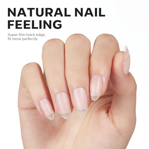 Image of modelones Short Almond Fake Nail Tips - 510Pcs Full Matte Gel Tips Pre-shaped Full Cover Clear Acrylic Gel Kit False Press on Nails for Extension DIY Salon 15Sizes